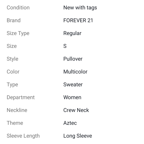 Forever 21 Cream & Charcoal Tribal Aztec sweater - Picture 7 of 7